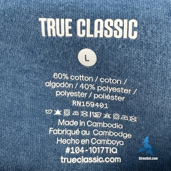 1245 True Classic Crewneck T-Shirt - Size L - Blue - Picture 3 of 12
